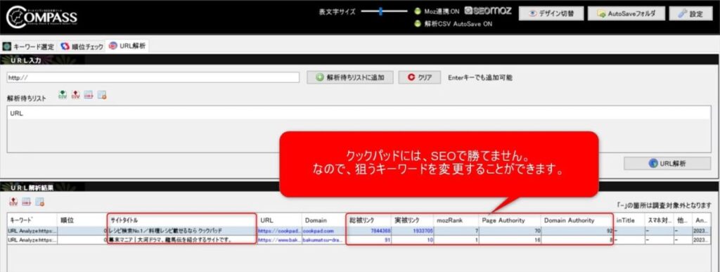 ドメインパワーが強い競合を避ける
